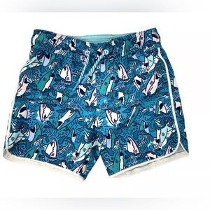 Cat & Jack Blue Shark Print Swim Trunks